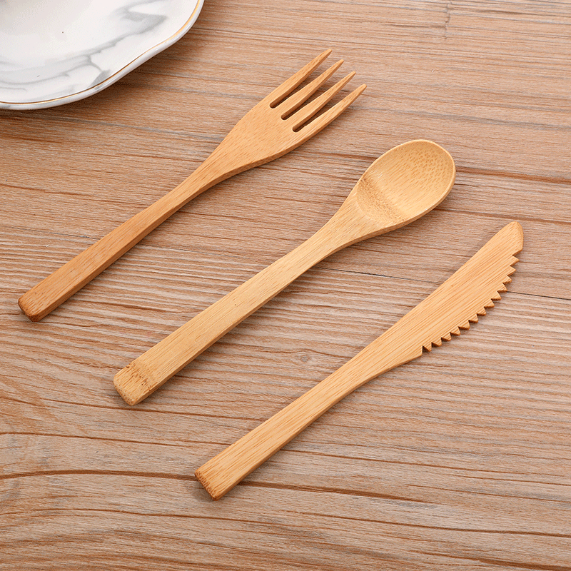 Bamboo Cutlery Travel - 3pcs/set Bamboo Cutlery Set with Cutlery