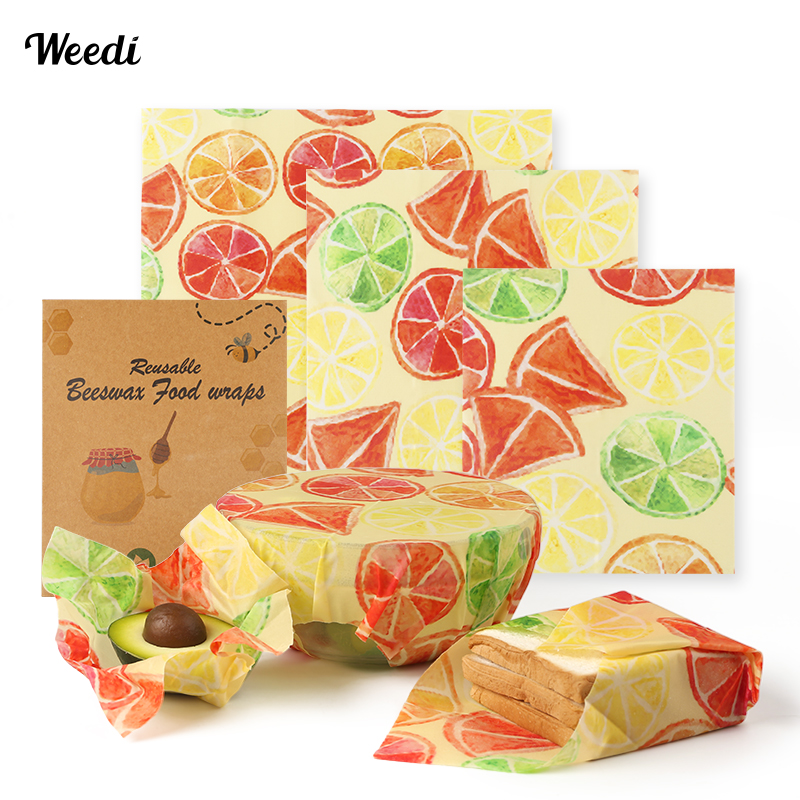 Beeswax Food Cover - WEEDI 6PCS Plastic-Free Reusable Beeswax Wrap