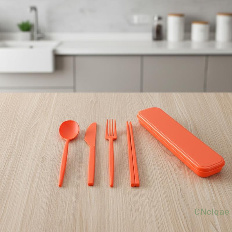Bamboo Cutlery Travel - [TG813]Wheat Straw Tableware Set Reusable Eco