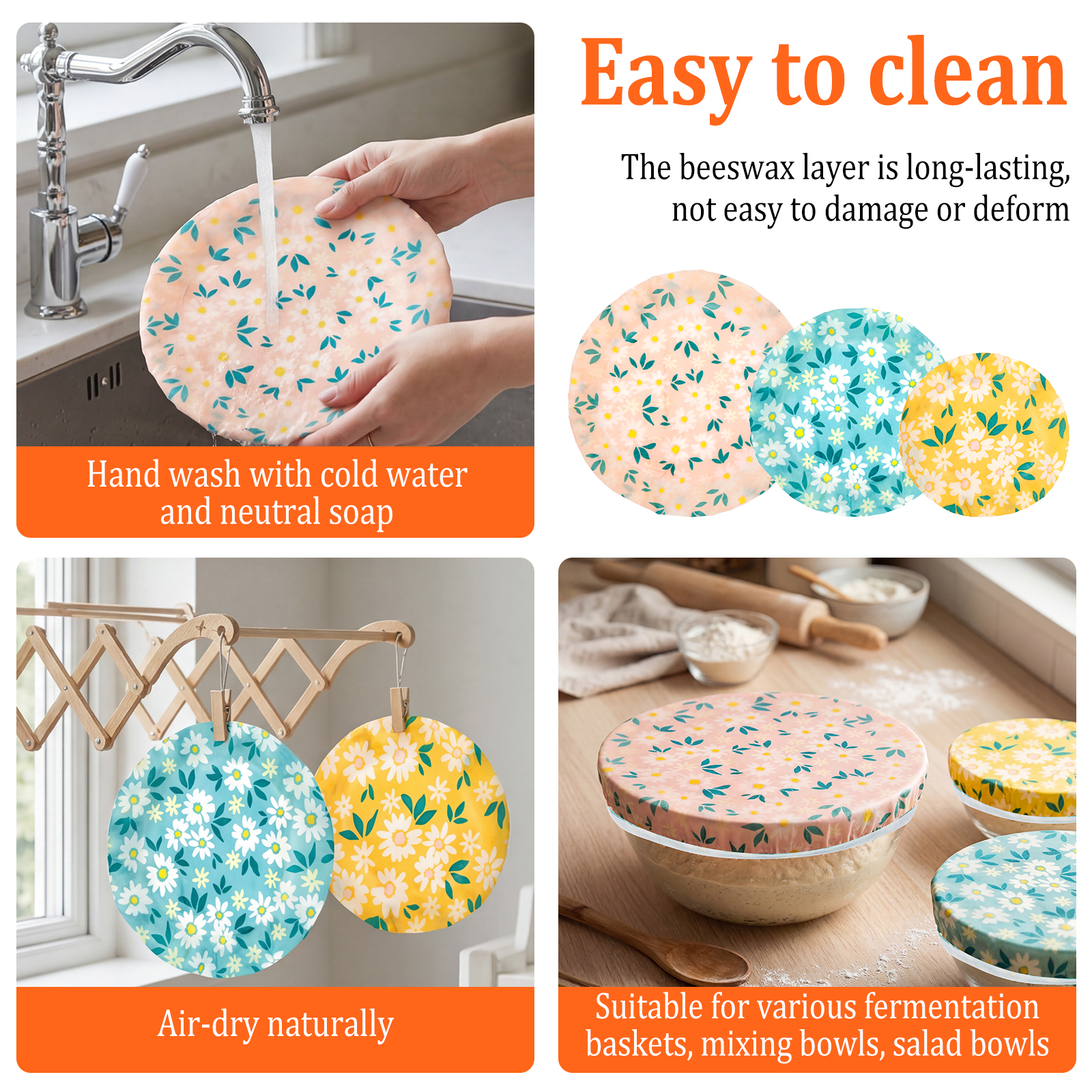 3Pcs Beeswax Bowl Cover Reusab - đánh giá và giá Beeswax Food Cover