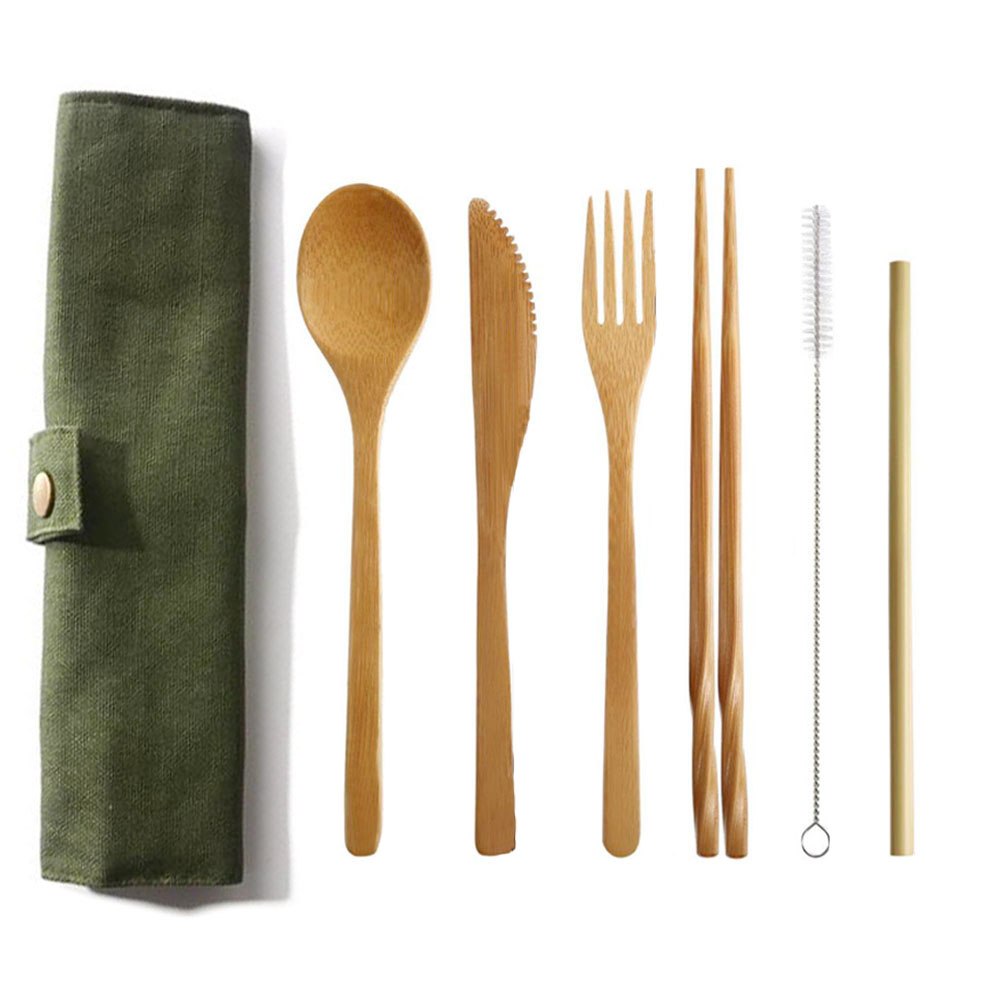 Reusable Bamboo Cutlery Set Ba - đánh giá và giá Bamboo Cutlery Travel
