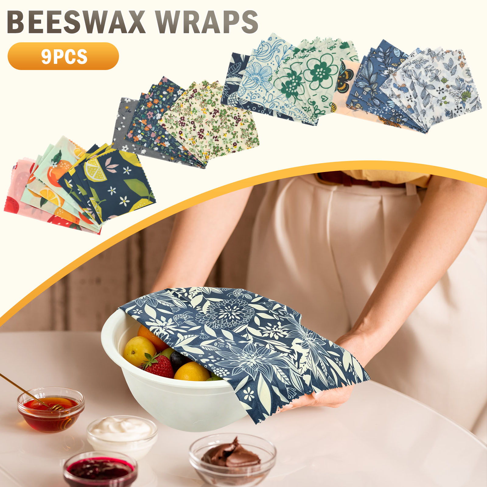 9 Pcs Organic Beeswax Wrap Reu - đánh giá và giá Beeswax Food Cover