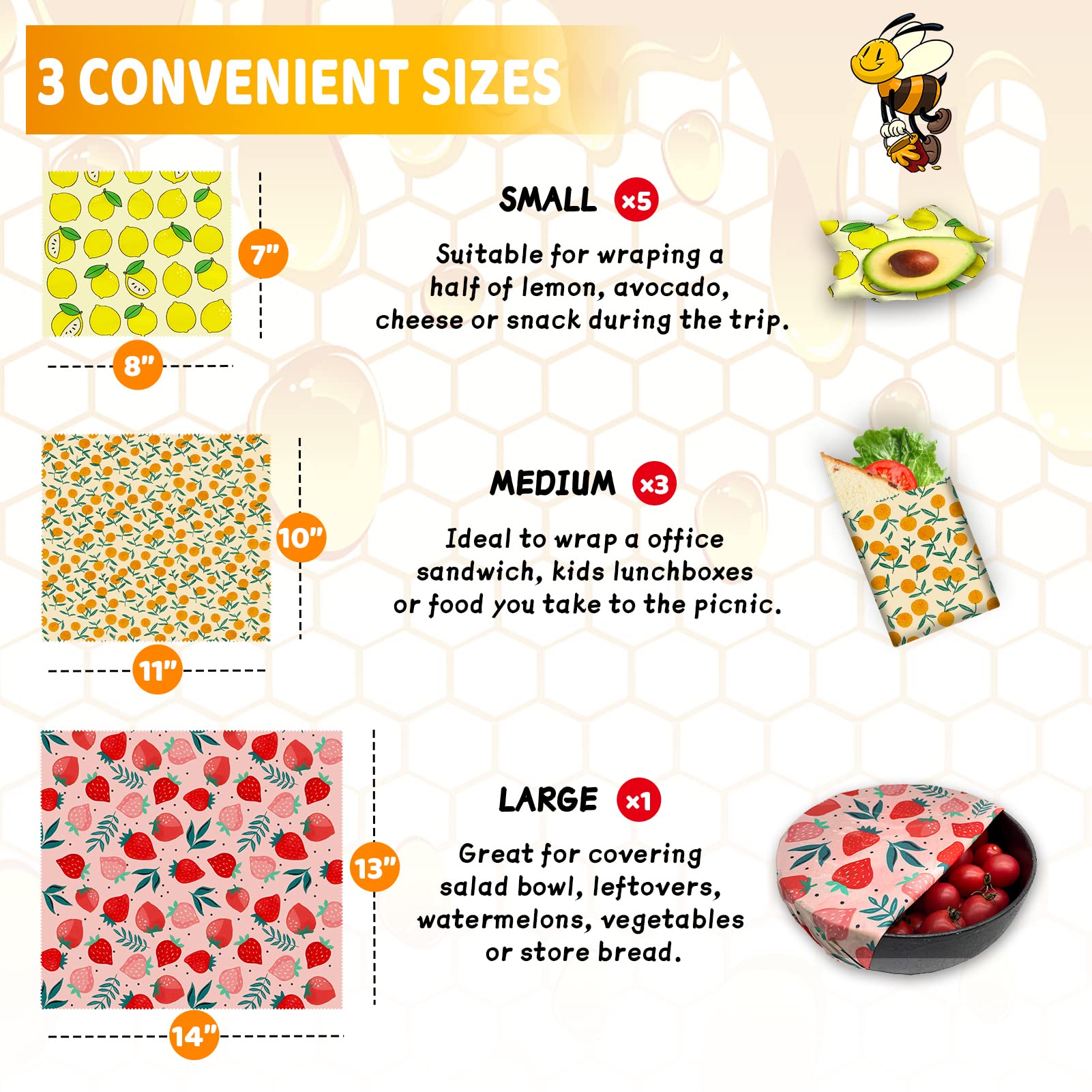 3PC/SET Beeswax Food Wraps Reu - đánh giá và giá Beeswax Food Cover