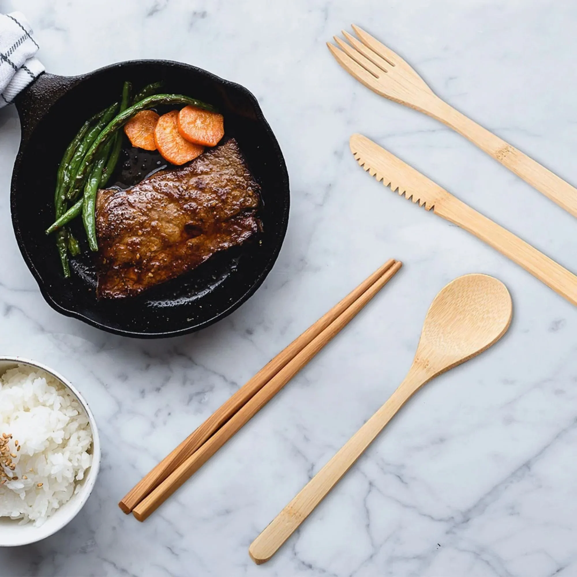 Bamboo Travel Cutlery Set Fork - đánh giá và giá Bamboo Cutlery Travel