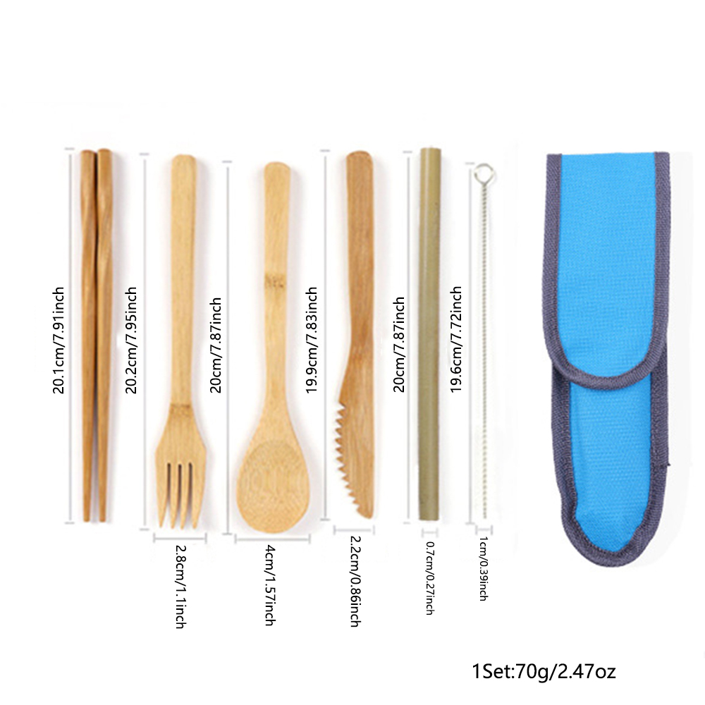 7Pcs Travel Tableware Reusable - đánh giá và giá Bamboo Cutlery Travel