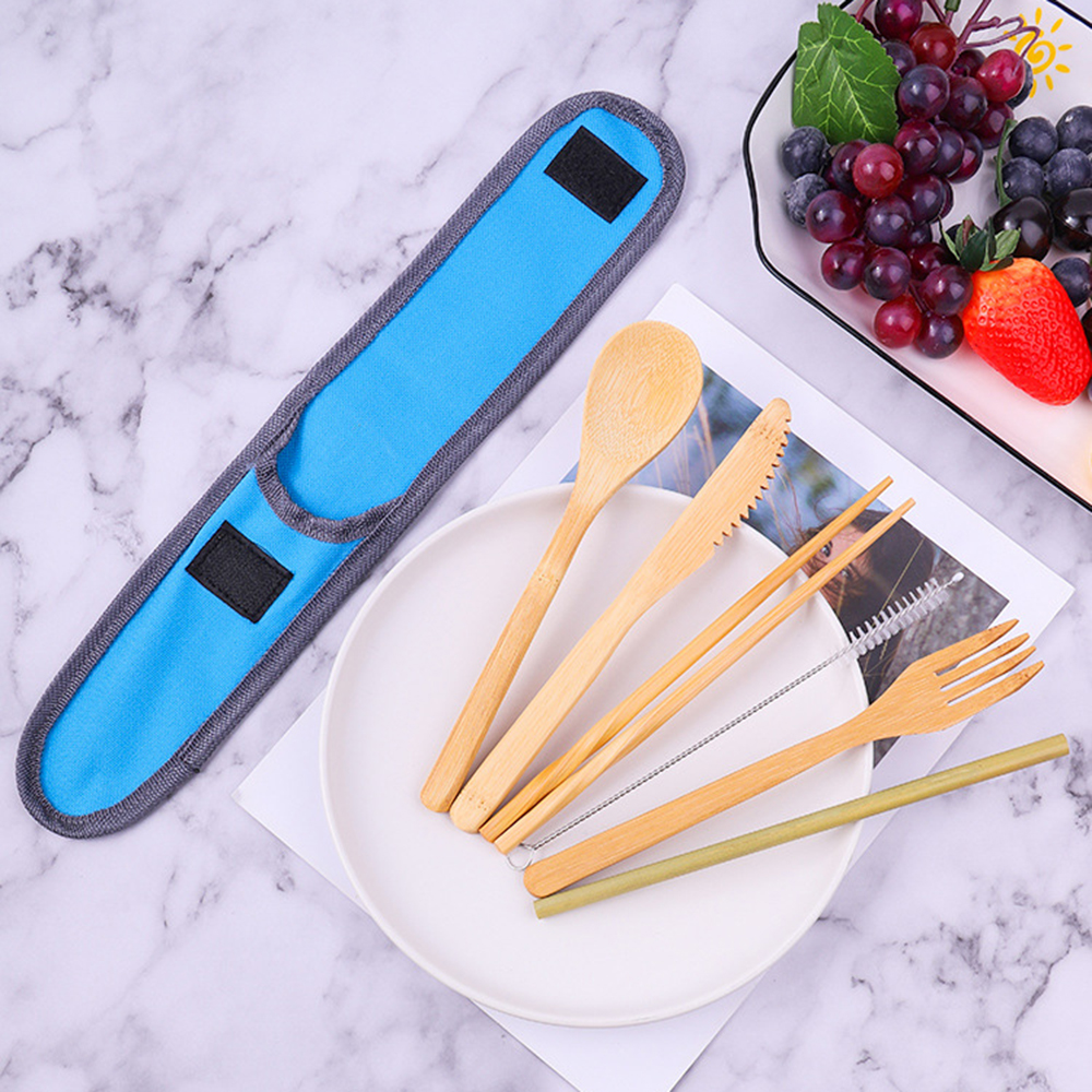 7Pcs Travel Tableware Reusable - đánh giá và giá Bamboo Cutlery Travel