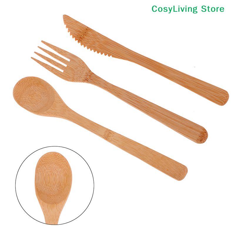 1Set Fork Cutter Spoon Reusabl - đánh giá và giá Bamboo Cutlery Travel