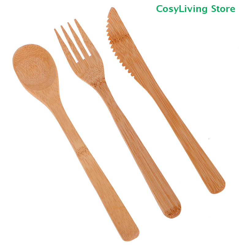 1Set Fork Cutter Spoon Reusabl - đánh giá và giá Bamboo Cutlery Travel