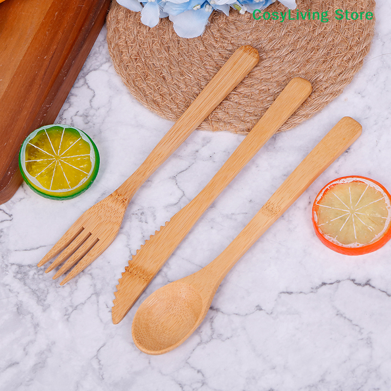 1Set Fork Cutter Spoon Reusabl - đánh giá và giá Bamboo Cutlery Travel